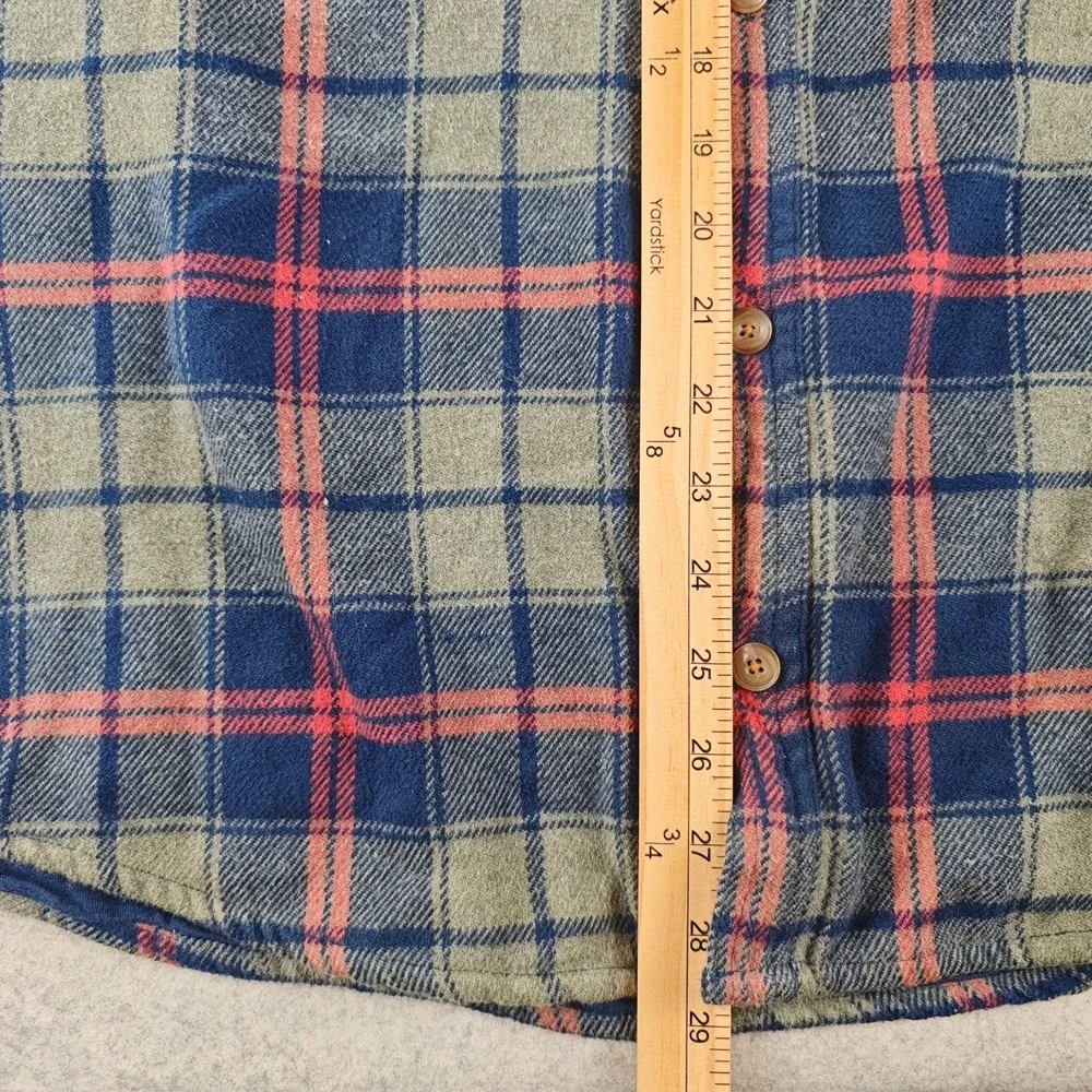 Marine Layer‎ Shirt Mens Large Flannel Blue Red Plaid Long Sleeve Button Up